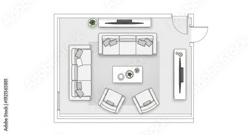 Black and White Floor Plan Illustration.