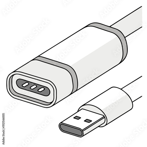 USB Type C Port Vector Icon Detailed Minimal Tech Design