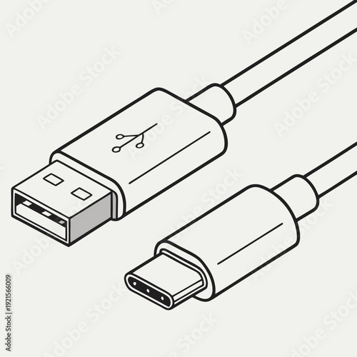 USB Type C Port Vector Icon Detailed Minimal Tech Design