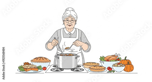 Chef Preparing Thanksgiving Dinner Meal.