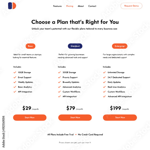 A screenshot of a pricing plan comparison page