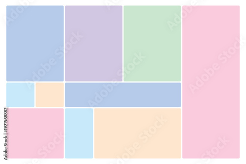 Set of Trendy bento grid layout style brick Ui UX templates. Grey on dark. Web comic grids, rounded corners. Different panel layouts with brutal shapes tiles of different sizes Vector illustration