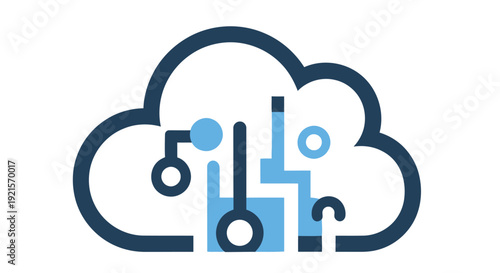 Cloud computing icon featuring interconnected lines and circular nodes high quality