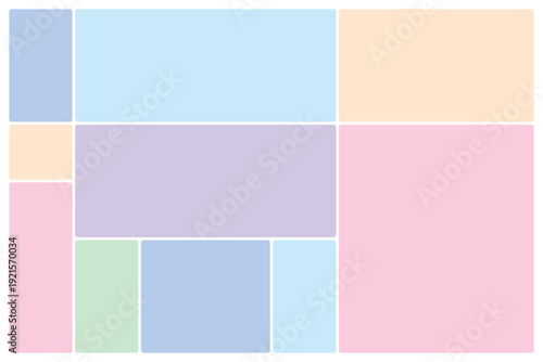 Clean vector photo collage layout with frames in bento grid system. Gray Bento Grid Layout. Collage image frame grid template. Modern modular UI design panels. Vector illustration. Bento grid set