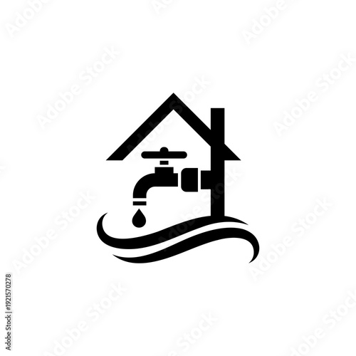 Plumbing Service Icon Representing Home Water Supply and Repair.