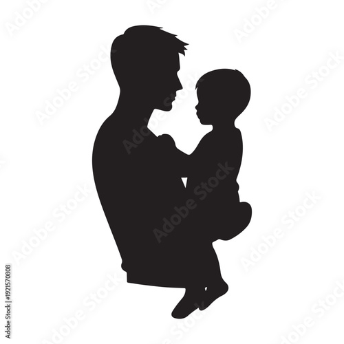 parent carrying child vector silhouette clip art logo design illustration. abstract parent child icon collection