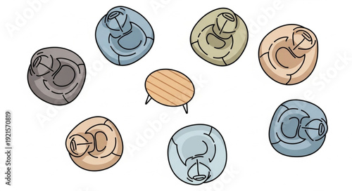 Coffee Cups on Table Top.