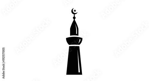 Islamic Minaret Silhouette Icon Illustration.