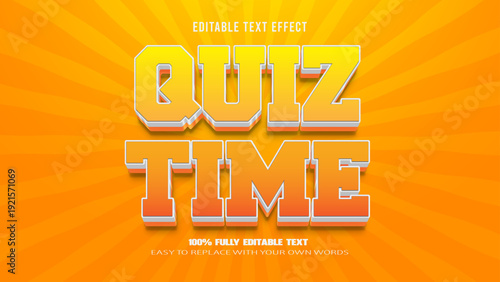 quiz time editable text effect 3d vector premium