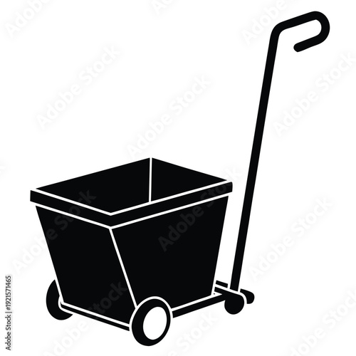 Cleaning cart on white background silhouette