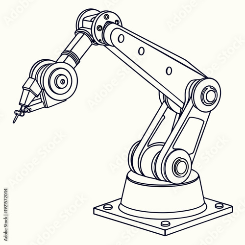 A robotic arm with a drill attachment is shown
