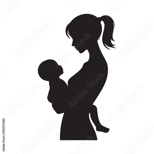 parent carrying child vector silhouette clip art logo design illustration. abstract parent child icon collection