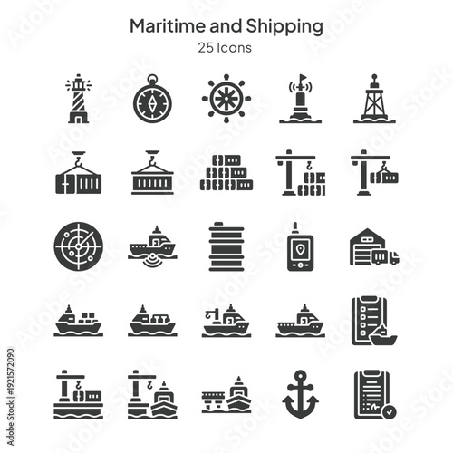 maritime and shipping icons collection