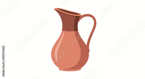 A digital illustration of a terracotta jug with a handle and spout on a white background