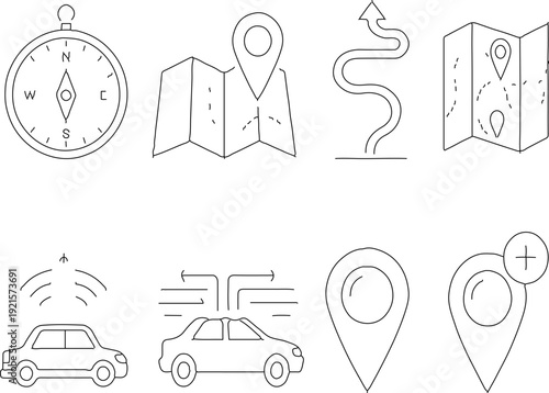 travel icons set
