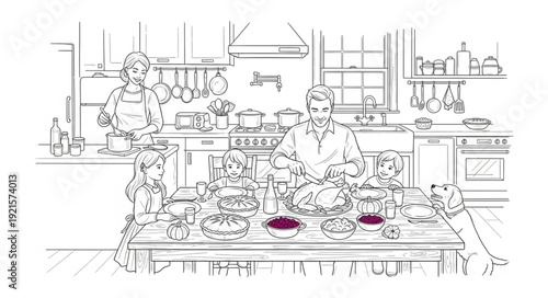 Dining Room Table Setting Illustration.