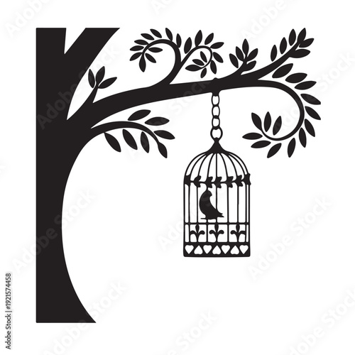 vector illustration of a bird cage