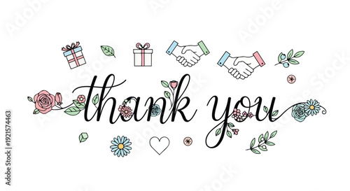 Elegant thank you message with floral and symbolic elements expressing heartfelt appreciation and gratitude in a delightful pastel palette perfect