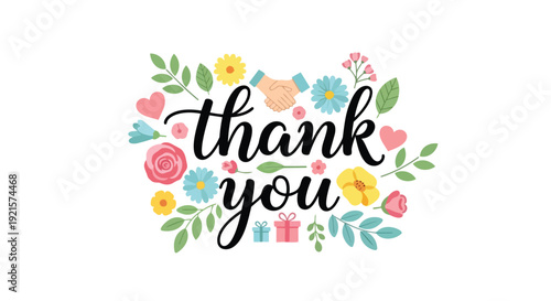 A heartfelt expression of gratitude adorned with vibrant floral designs and symbols of appreciation and goodwill