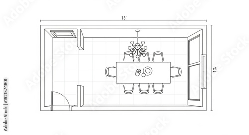 Dining Room Floor Plan Illustration.