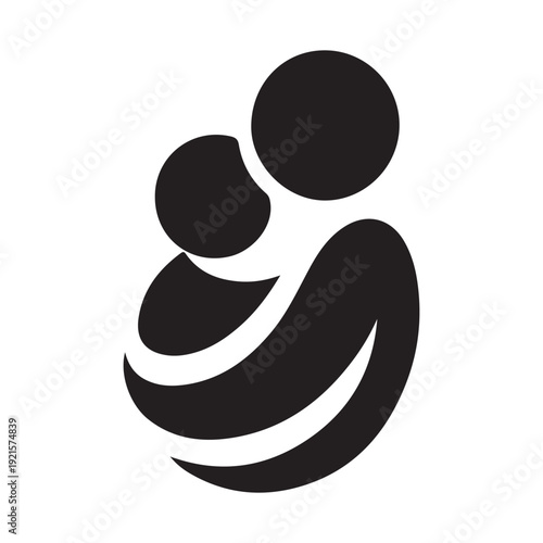 parent carrying child vector silhouette clip art logo design illustration. abstract parent child icon collection