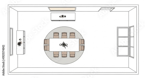 Dining Room Floor Plan Illustration.