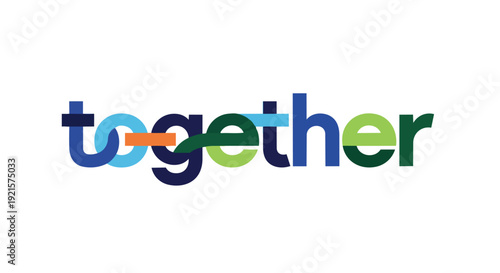 Colorful interwoven typography displaying the word together symbolizing vibrant collaboration unity and shared progress in a harmonious design concept