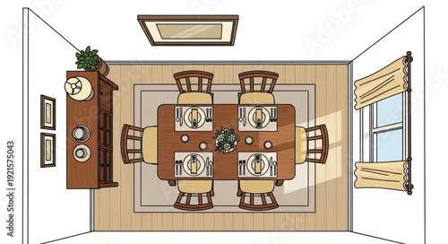 Dining Room Interior Design Illustration.