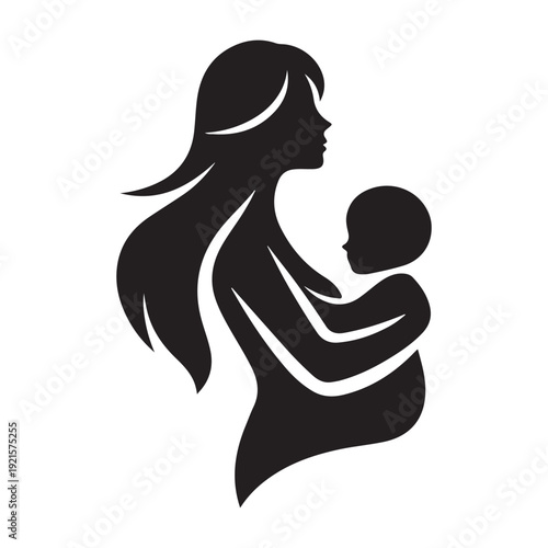 parent carrying child vector silhouette clip art logo design illustration. abstract parent child icon collection