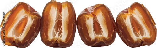 Dates cut in half digital illustration for healthy food ingredient vector art