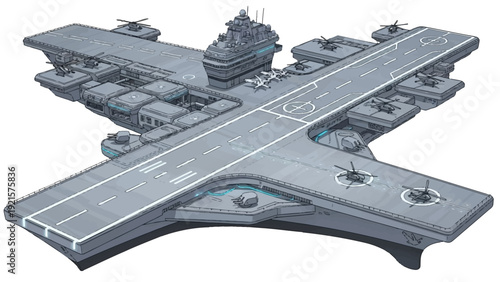 Aircraft Carrier Ship Model Detailed Illustration.