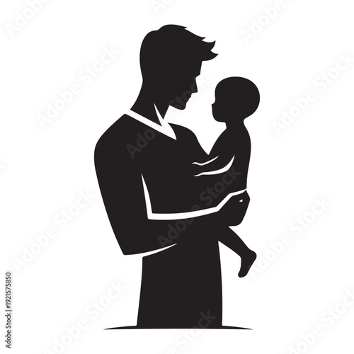 parent carrying child vector silhouette clip art logo design illustration. abstract parent child icon collection