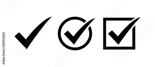 Check mark icon set vector, approval tick symbol for website, mobile app and user interface design 