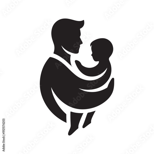 parent carrying child vector silhouette clip art logo design illustration. abstract parent child icon collection