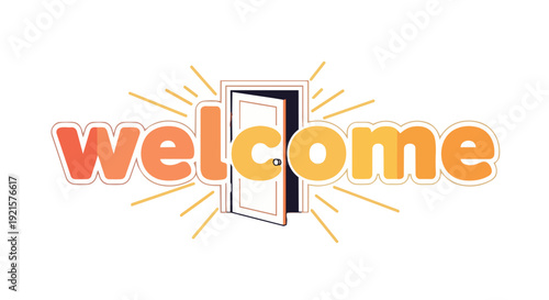 Warm and inviting digital graphic representing a welcoming open door concept