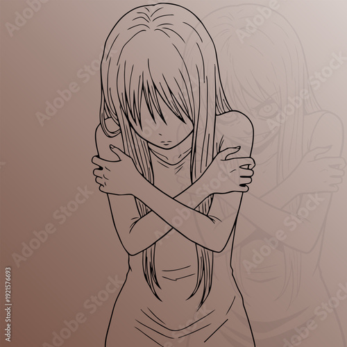 Anime Girl with Inner Demon - Mental Health and Emotional Struggle