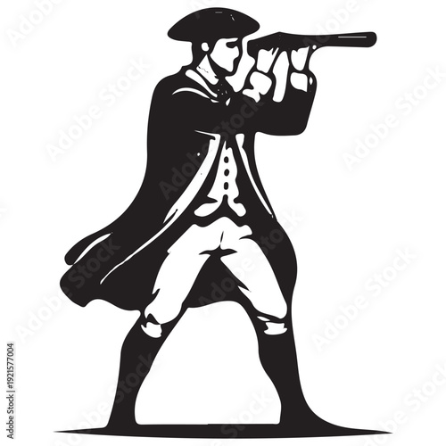 Revolutionary Spyglass Observer Silhouette Icon