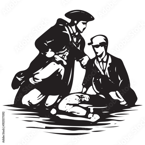 American Patriot Oath Swearing Silhouette Illustration