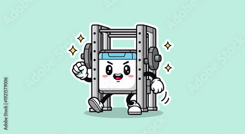 Cute Cartoon Washing Machine Character With Limbs.