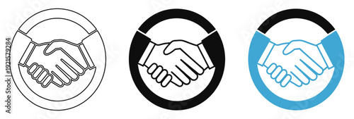Handshake Icon with Circle Frame for Business Partnership and Deal