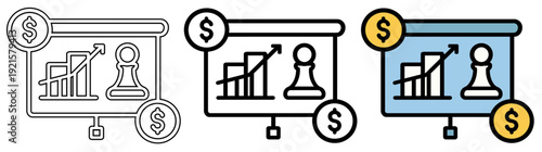 Business Strategy Presentation with Growth Graph and Chess Pawn Icon