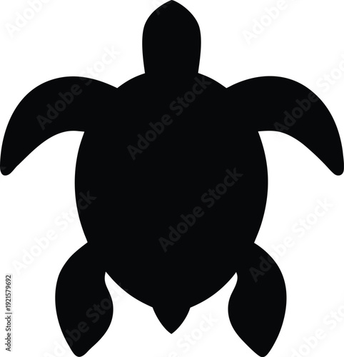 turtle sea Black silhouette vector illustration on transparent background