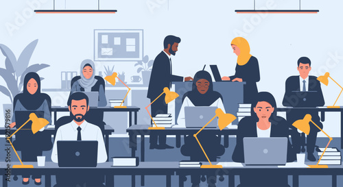 Diverse group of people working together.