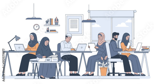 Diverse group of people working together.