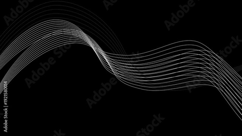 Abstract flowing wave lines background animation, Flowing white curved lines creating a minimalist wave pattern