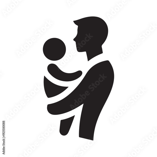parent carrying child vector silhouette clip art logo design illustration. abstract parent child icon collection