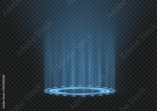 Glowing blue light emitting from a circular source