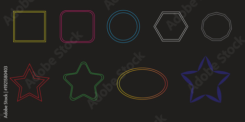 A pixelated graphic with colorful text and symbols