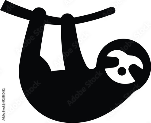 sloth silhouette vector illustration on transparent background