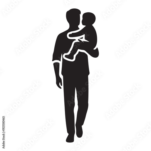 parent carrying child vector silhouette clip art logo design illustration. abstract parent child icon collection